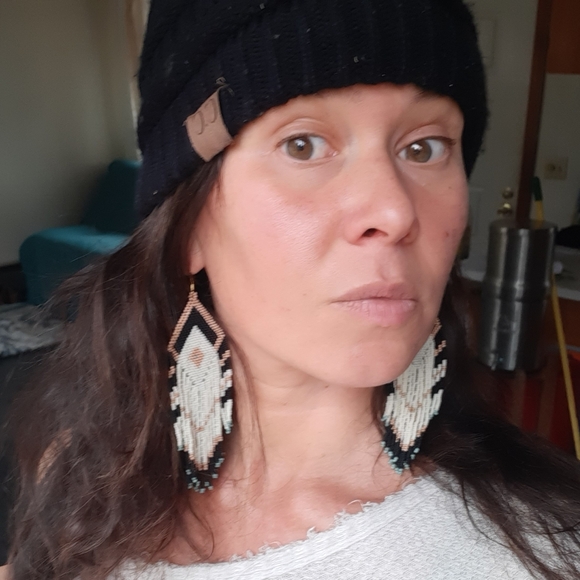 Handmade Beaded Fringe Earrings - Picture 2 of 2